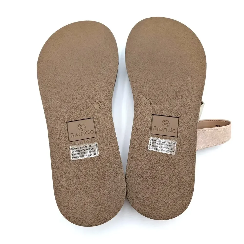Blondo Kegan Slip On Slide Sandals Open Toe Women's Tan Size US7.5M EU38